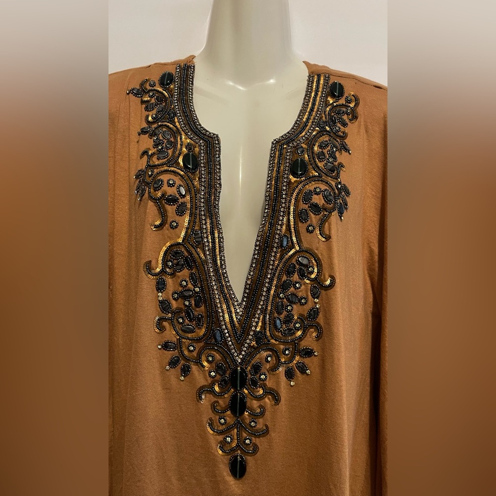 Boston Proper Tan Embroidered Tunic - Picture 2 of 6